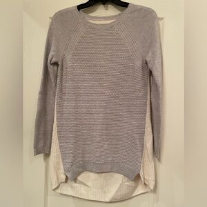 LOFT Heather Gray and Cream Knit Sweater